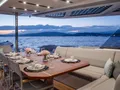 CHRISTAL MIO 80 Fountaine Pajot Thira 80 - aft deck alfresco dining area CHRISTAL MIO 80 Fountaine Pajot Thira 80 - aft deck alfresco dining area