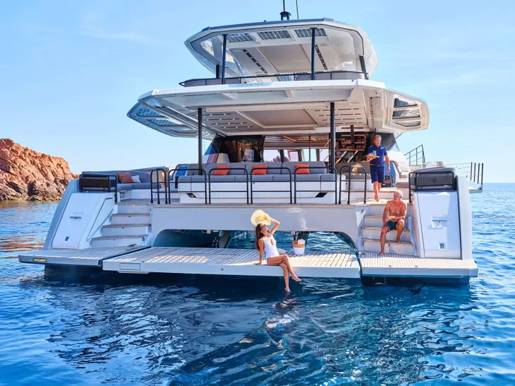 ALINA Fountaine Pajot Power 80 - aft view ALINA Fountaine Pajot Power 80 - aft view