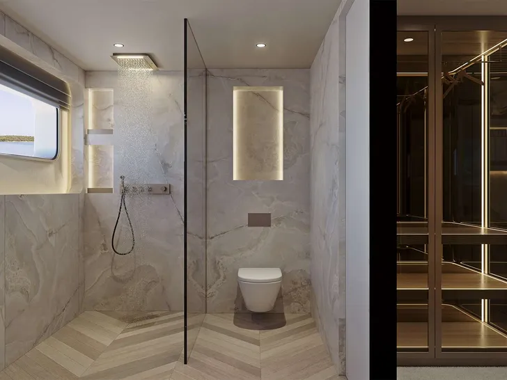 AD ASTRA Custom Sailing Yacht 52m - VIP cabin 1 bathroom AD ASTRA Custom Sailing Yacht 52m - VIP cabin 1 bathroom