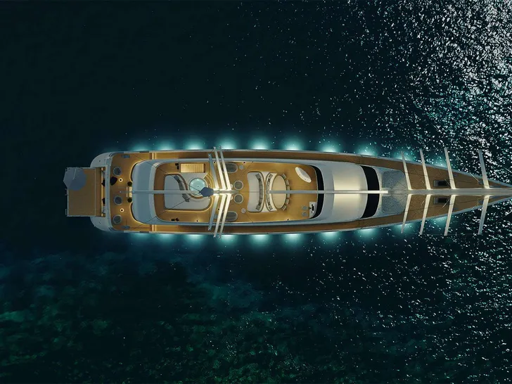 AD ASTRA Custom Sailing Yacht 52m - top aerial shot AD ASTRA Custom Sailing Yacht 52m - top aerial shot