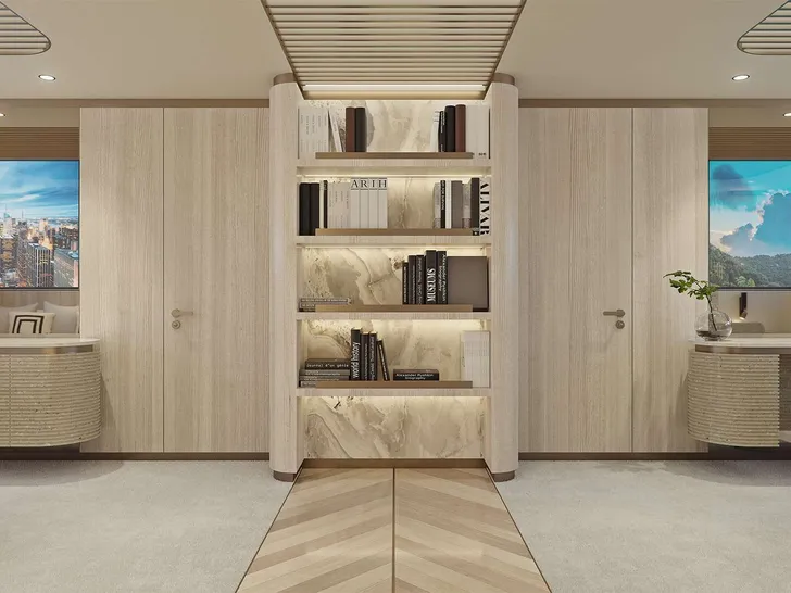 AD ASTRA Custom Sailing Yacht 52m - master cabin displays AD ASTRA Custom Sailing Yacht 52m - master cabin displays