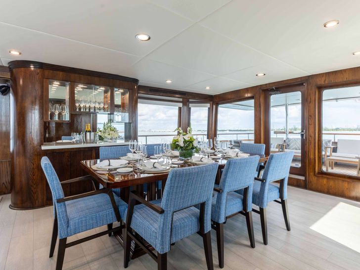 SKY Broward Marine 35m - main saloon dining area SKY Broward Marine 35m - main saloon dining area