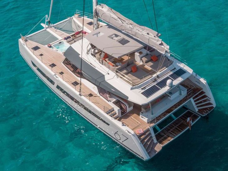 BLUESATION Fountaine Pajot Alegria 67 - aerial shot BLUESATION Fountaine Pajot Alegria 67 - aerial shot