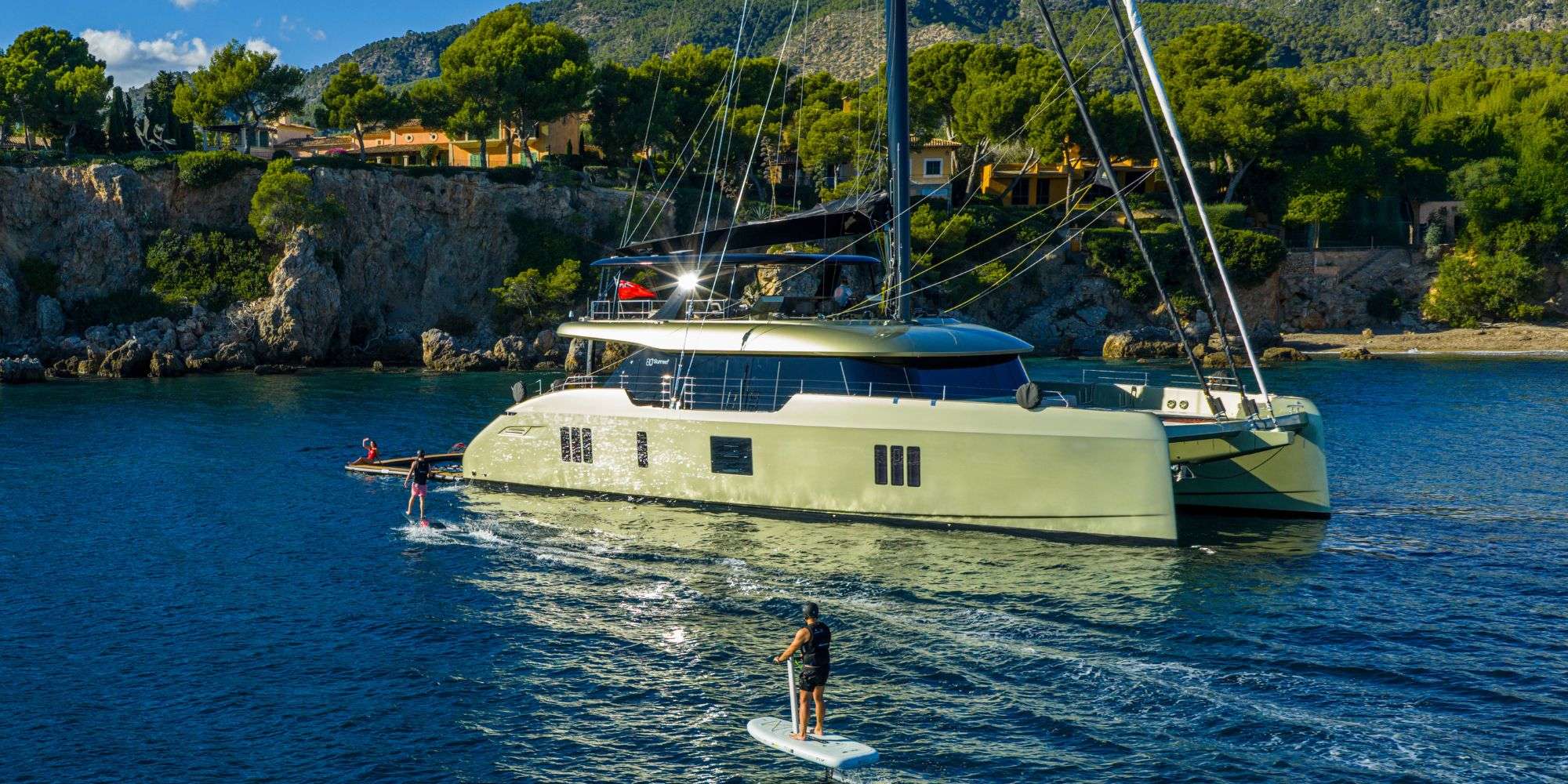 A-PLAN Sunreef 80 - anchored while doing water activities