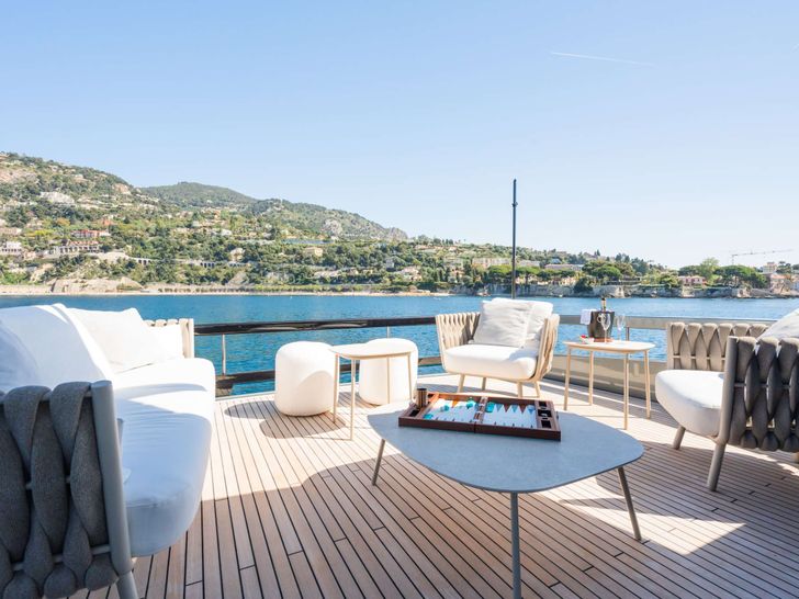 L'AS BLEU Riva Diva 82 - sundeck aft lounge L'AS BLEU Riva Diva 82 - sundeck aft lounge