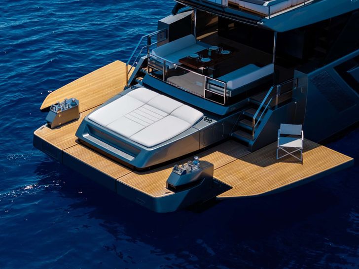 L'AS BLEU Riva Diva 82 - aft swim platform and sunbathing area L'AS BLEU Riva Diva 82 - aft swim platform and sunbathing area