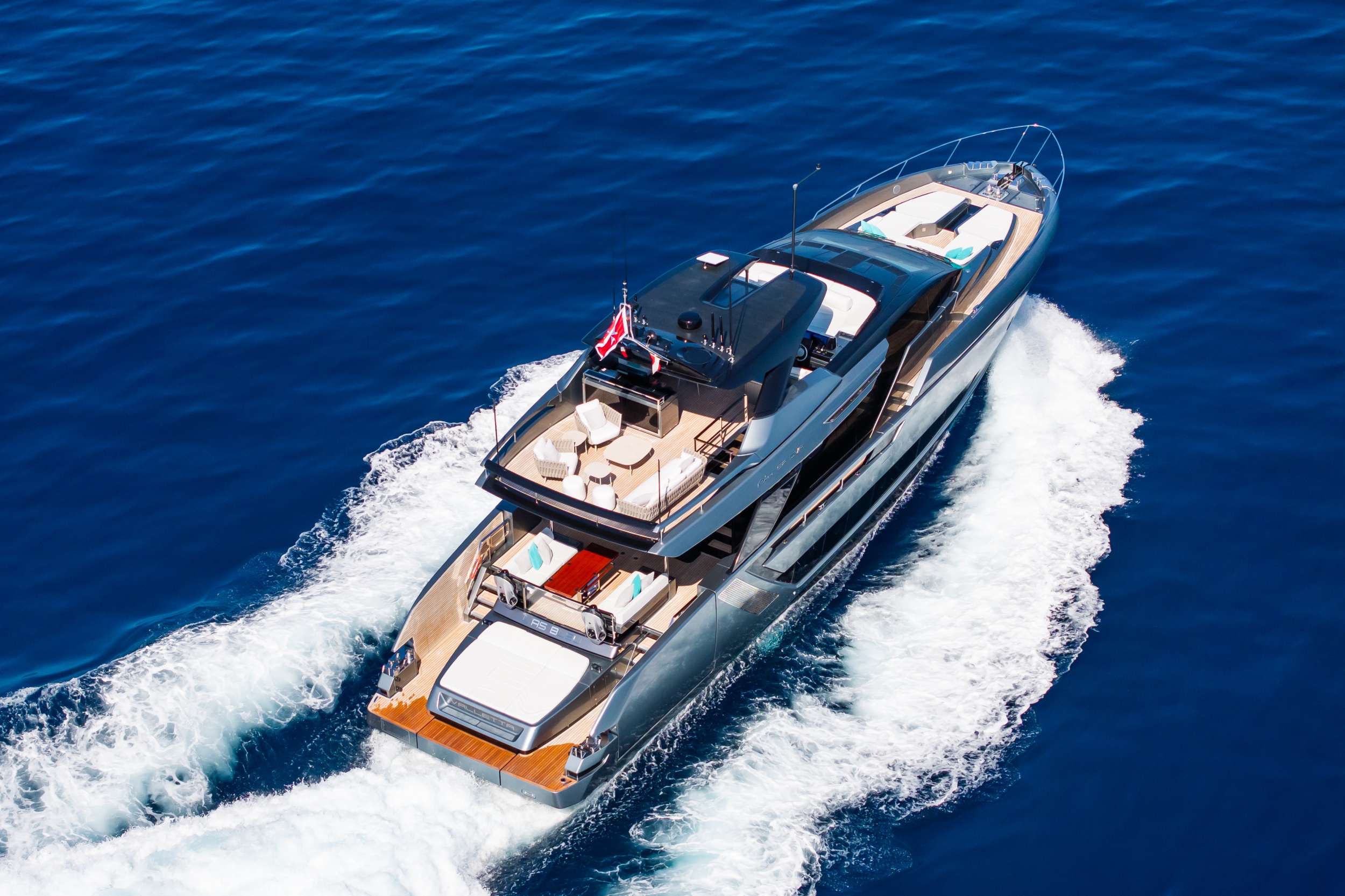 L'AS BLEU Riva Diva 82 - cruising aerial shot