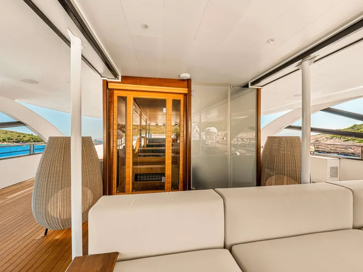 PREMIER Custom 55m Superyacht - sundeck sun beds PREMIER Custom 55m Superyacht - sundeck sun beds