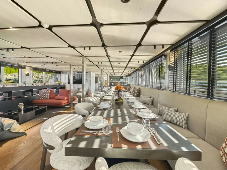 PREMIER Custom 55m Superyacht - main dining area PREMIER Custom 55m Superyacht - main dining area