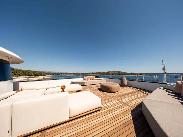 PREMIER Custom 55m Superyacht - foredeck sunbathing area and lounge up close PREMIER Custom 55m Superyacht - foredeck sunbathing area and lounge up close