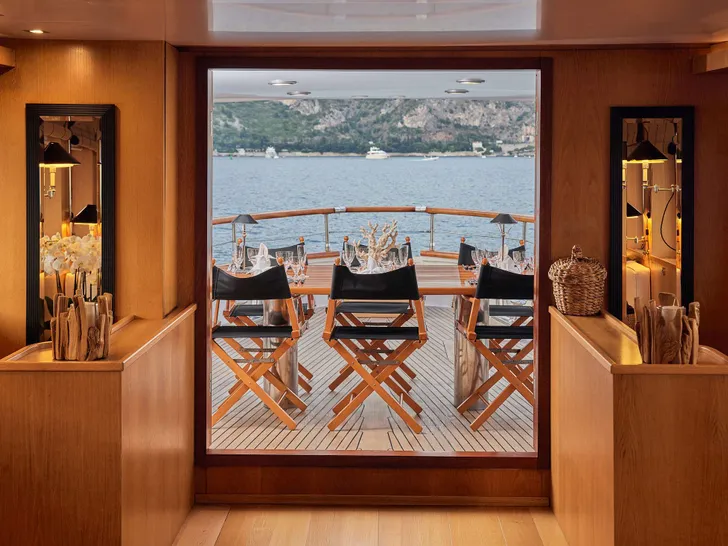 SOUNION II Benetti 103 - alfresco dining area view from the inside SOUNION II Benetti 103 - alfresco dining area view from the inside
