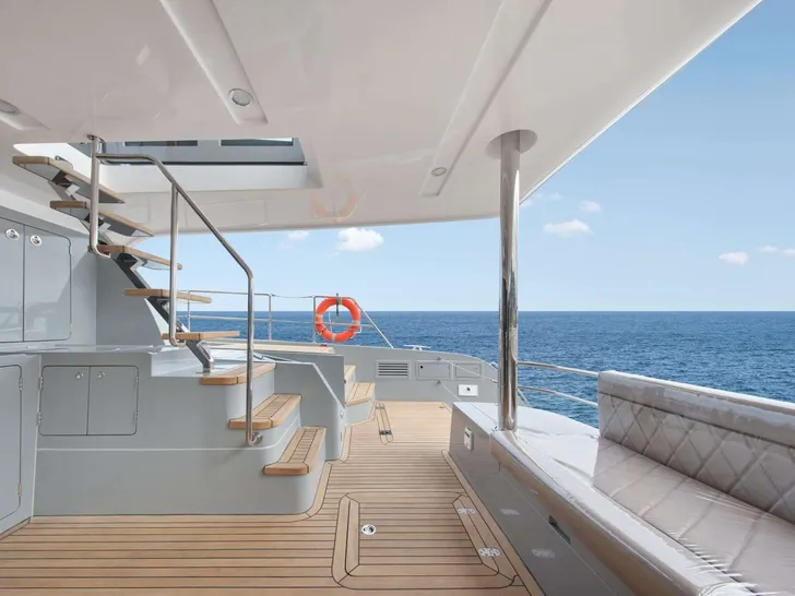 ANDARE OLTRE Heysea 60 - aft deck stairs to the flybridge ANDARE OLTRE Heysea 60 - aft deck stairs to the flybridge