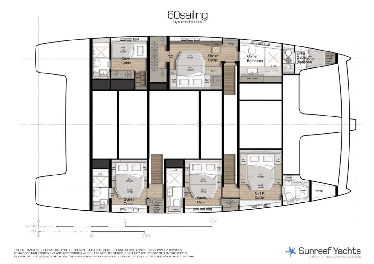 Layout for E-MOTION Sunreef 60 Eco - cabin layout