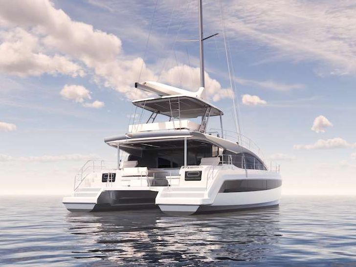 OCEAN KITTY Aquila 50 - aft shot anchored OCEAN KITTY Aquila 50 - aft shot anchored