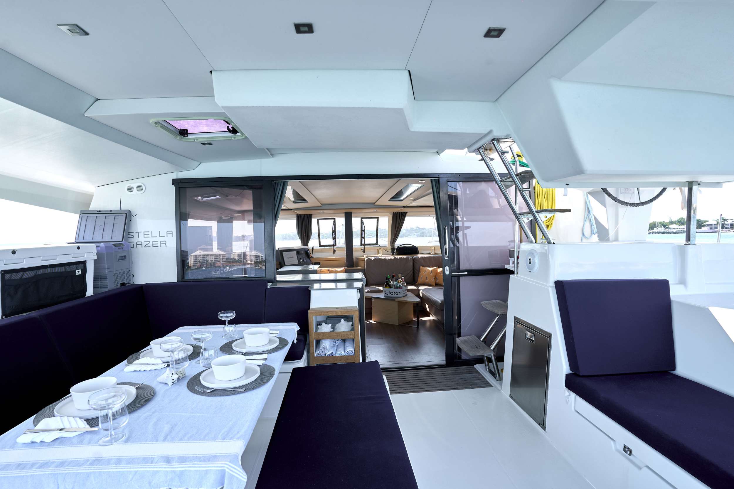 STELLA GAZER Fountaine Pajot Saona 47 - Aft Deck and Saloon Entrace