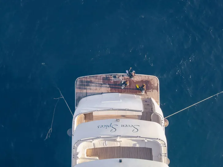 SEVEN SPICES 39-meter Custom Aluminum Cutter - top aft deck SEVEN SPICES 39-meter Custom Aluminum Cutter - top aft deck