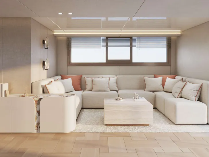 ROKO Custom 49m - main saloon lounge ROKO Custom 49m - main saloon lounge