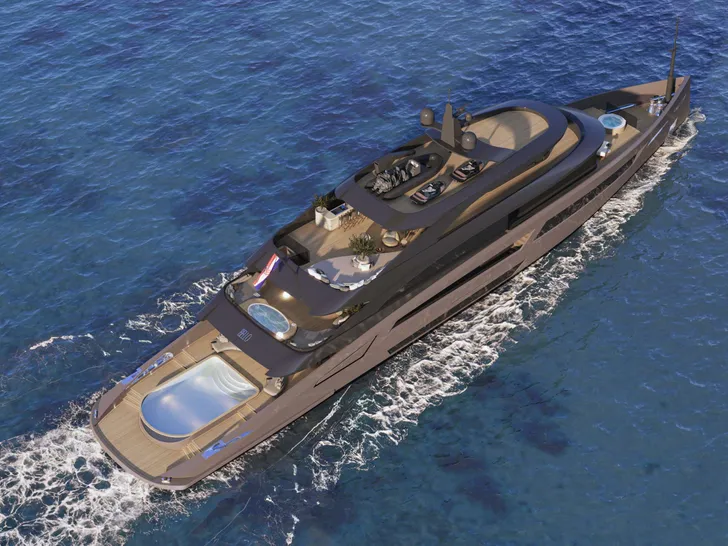 BELLO Custom 54m - cruising aerial shot BELLO Custom 54m - cruising aerial shot