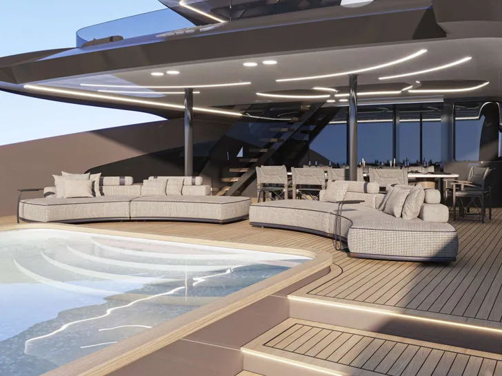 BELLO Custom 54m - main aft deck BELLO Custom 54m - main aft deck