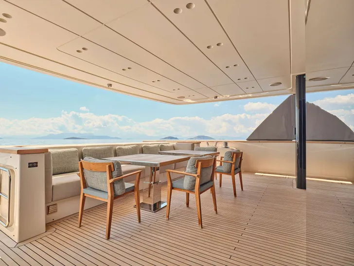 K2 Sanlorenzo SD118 - main aft deck alfresco dining area K2 Sanlorenzo SD118 - main aft deck alfresco dining area