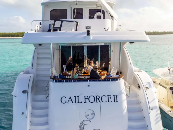 GAIL FORCE II Hatteras 80 - main aft deck GAIL FORCE II Hatteras 80 - main aft deck