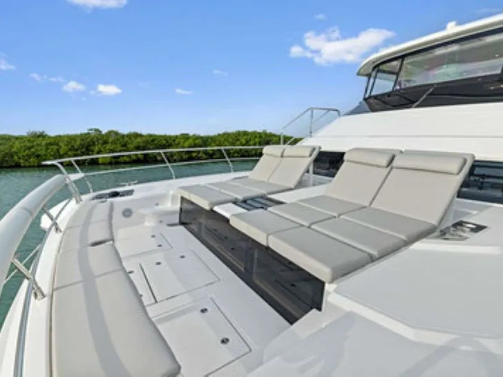 TREASURED C’s Aquila 50 - foredeck lounge and sunbathing area TREASURED C’s Aquila 50 - foredeck lounge and sunbathing area