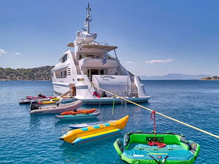 OASIS ISA 47m - aft shot with the water toys OASIS ISA 47m - aft shot with the water toys