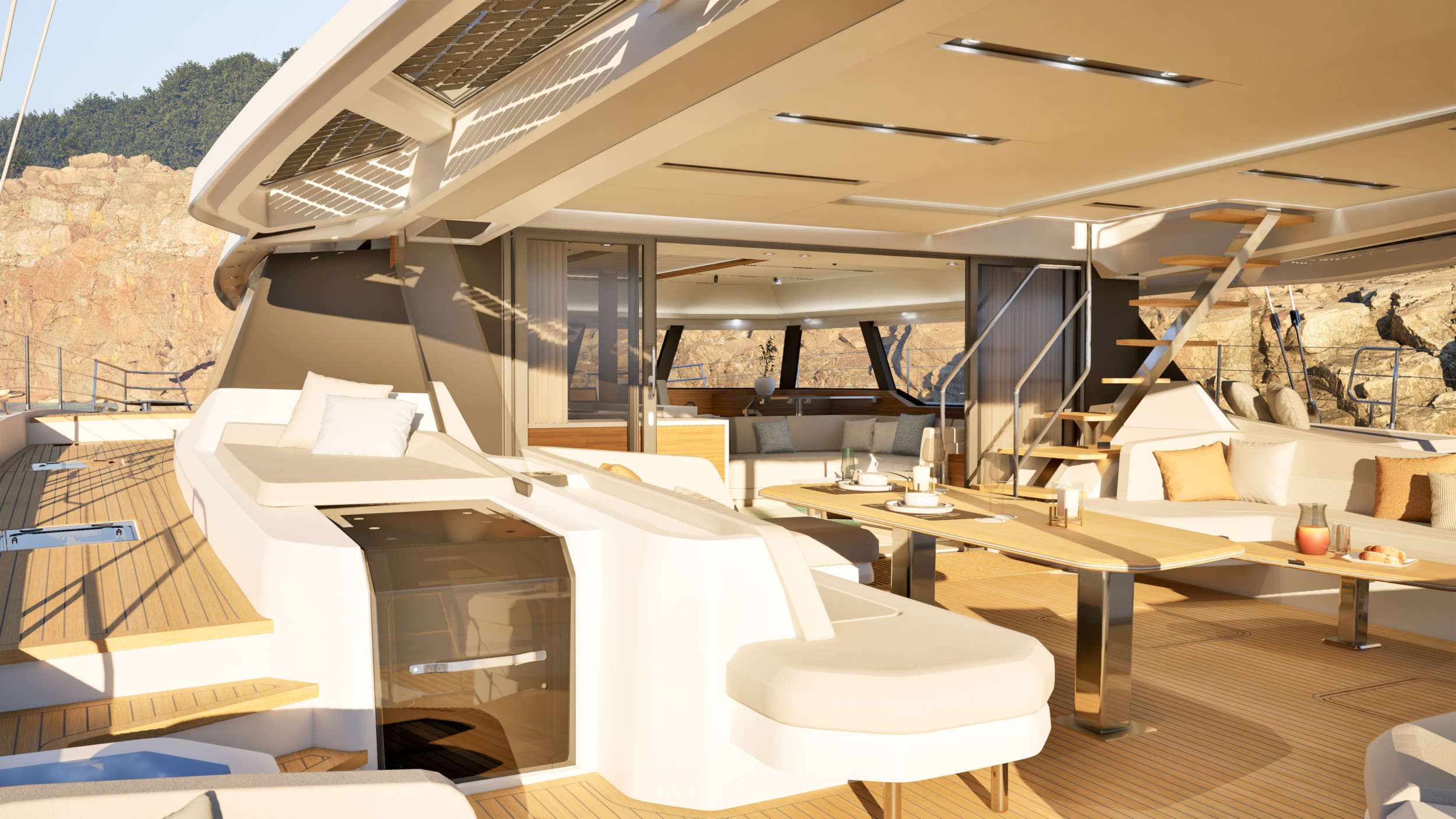 NARGIZA(Winters)Fountaine Pajot FPY 70S - aft deck seats and sunbathing area