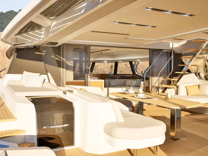 NARGIZA(Winters)Fountaine Pajot FPY 70S - aft deck seats and sunbathing area NARGIZA(Winters)Fountaine Pajot FPY 70S - aft deck seats and sunbathing area