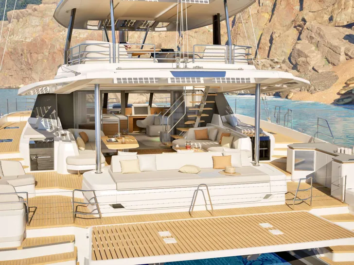 NARGIZA(Winters)Fountaine Pajot FPY 70S - main aft deck view NARGIZA(Winters)Fountaine Pajot FPY 70S - main aft deck view