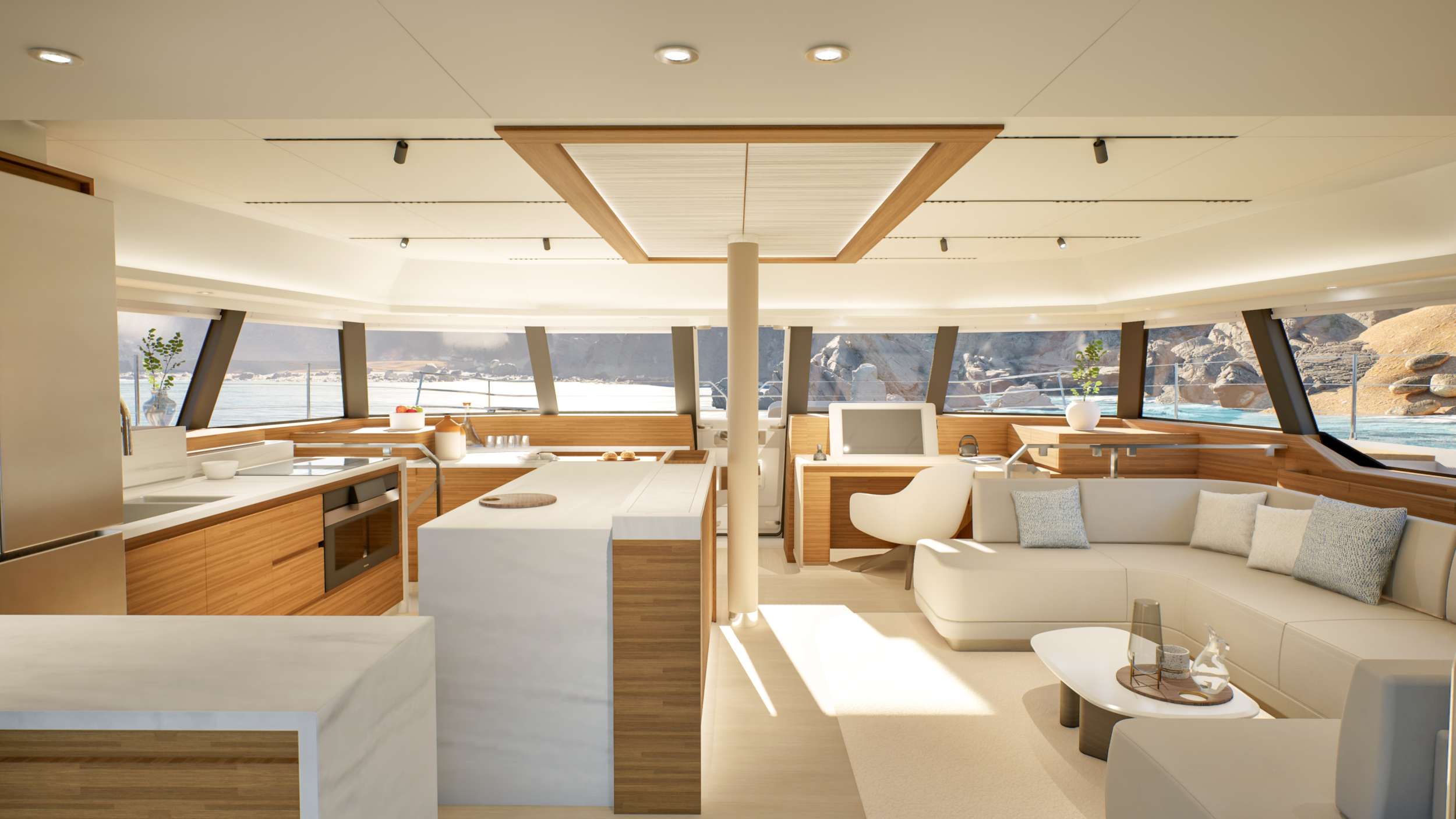 NARGIZA(Winters)Fountaine Pajot FPY 70S - open saloon view