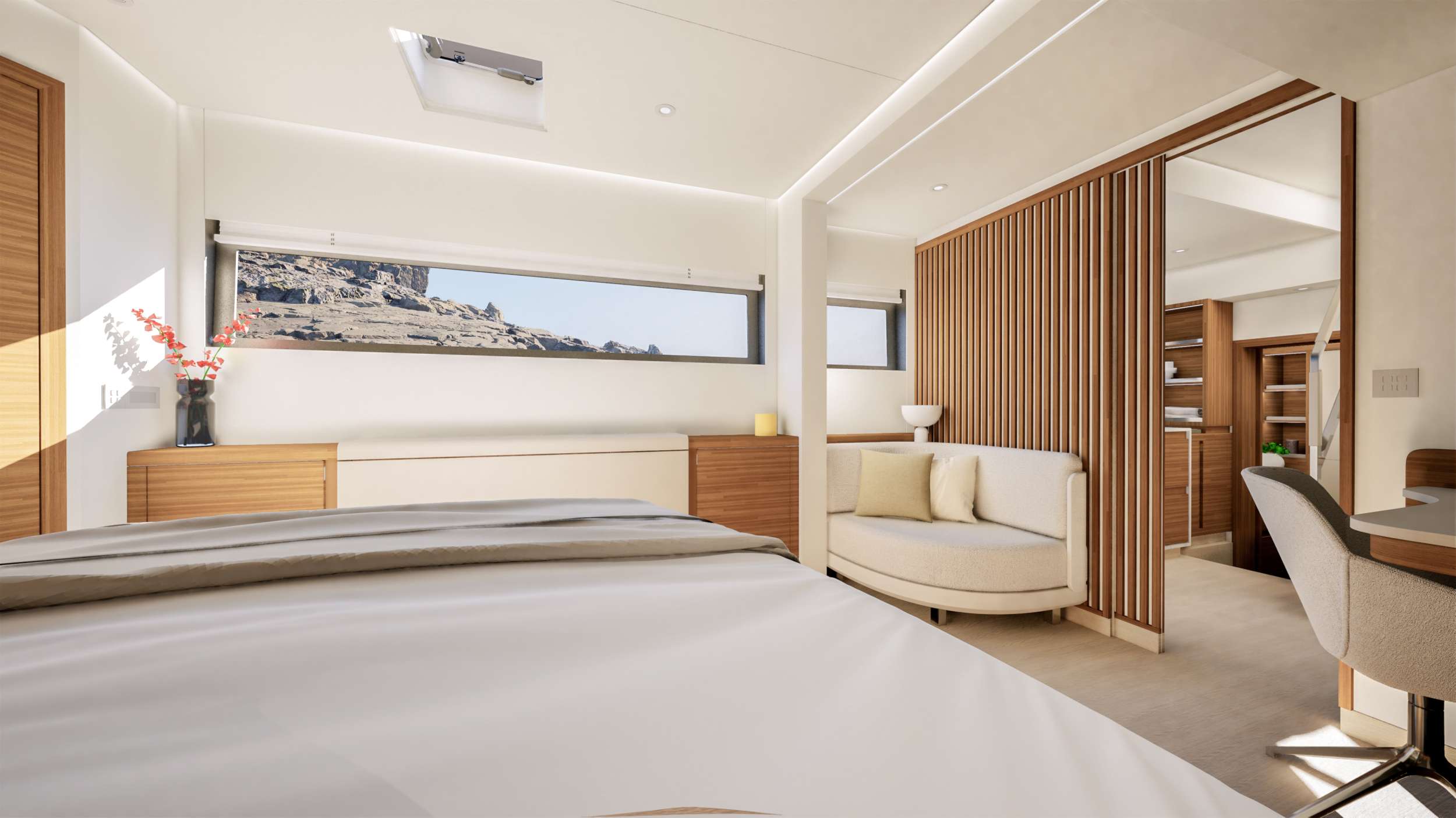 NARGIZA(Winters)Fountaine Pajot FPY 70S - master cabin bed and seat