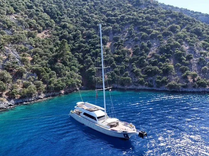 DODO Custom Motor Sailer 43m - drone aerial shot DODO Custom Motor Sailer 43m - drone aerial shot