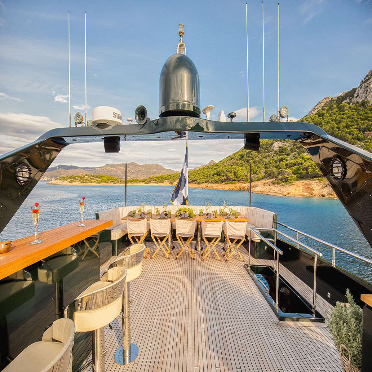 CAN'T REMEMBER Tecnomar 35m - sundeck aft alfresco dining area