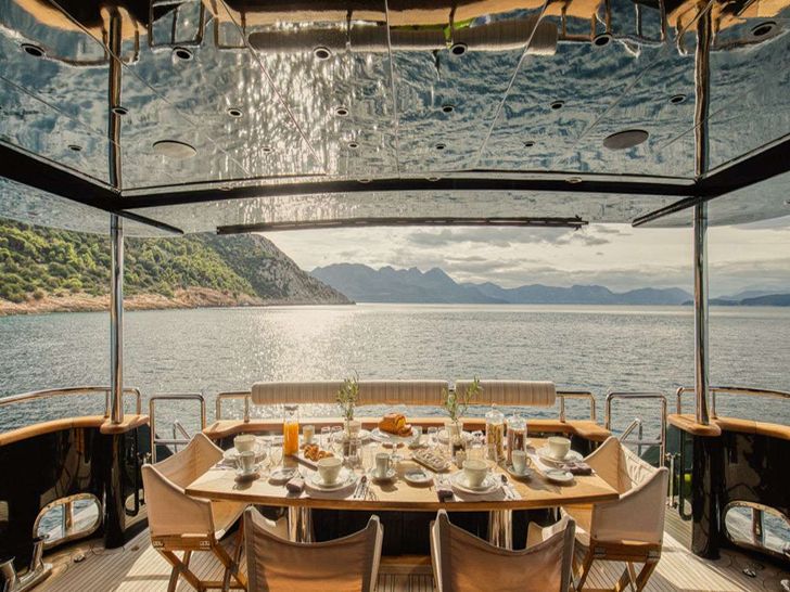 CAN'T REMEMBER Tecnomar 35m - main aft deck alfresco dining area CAN'T REMEMBER Tecnomar 35m - main aft deck alfresco dining area