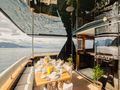 CAN'T REMEMBER Tecnomar 35m - main aft deck alfresco dining set up CAN'T REMEMBER Tecnomar 35m - main aft deck alfresco dining set up