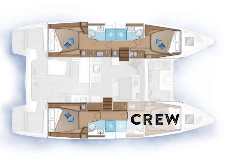 Layout for TORTUGA Lagoon 46 - cabin layout
