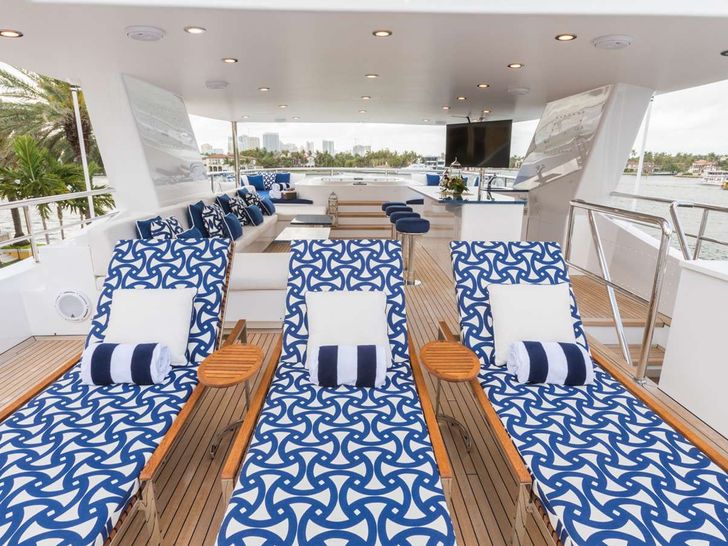 TANZANITE Westship 145 - sundeck complete with a sunbathing area,bar,lounge,and jacuzzi TANZANITE Westship 145 - sundeck complete with a sunbathing area,bar,lounge,and jacuzzi