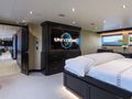 TANZANITE Westship 145 - master cabin bed and TV TANZANITE Westship 145 - master cabin bed and TV