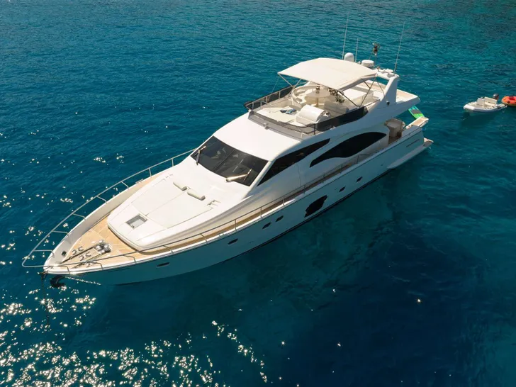 DOMINIQUE Ferretti 681 - aerial shot anchored DOMINIQUE Ferretti 681 - aerial shot anchored