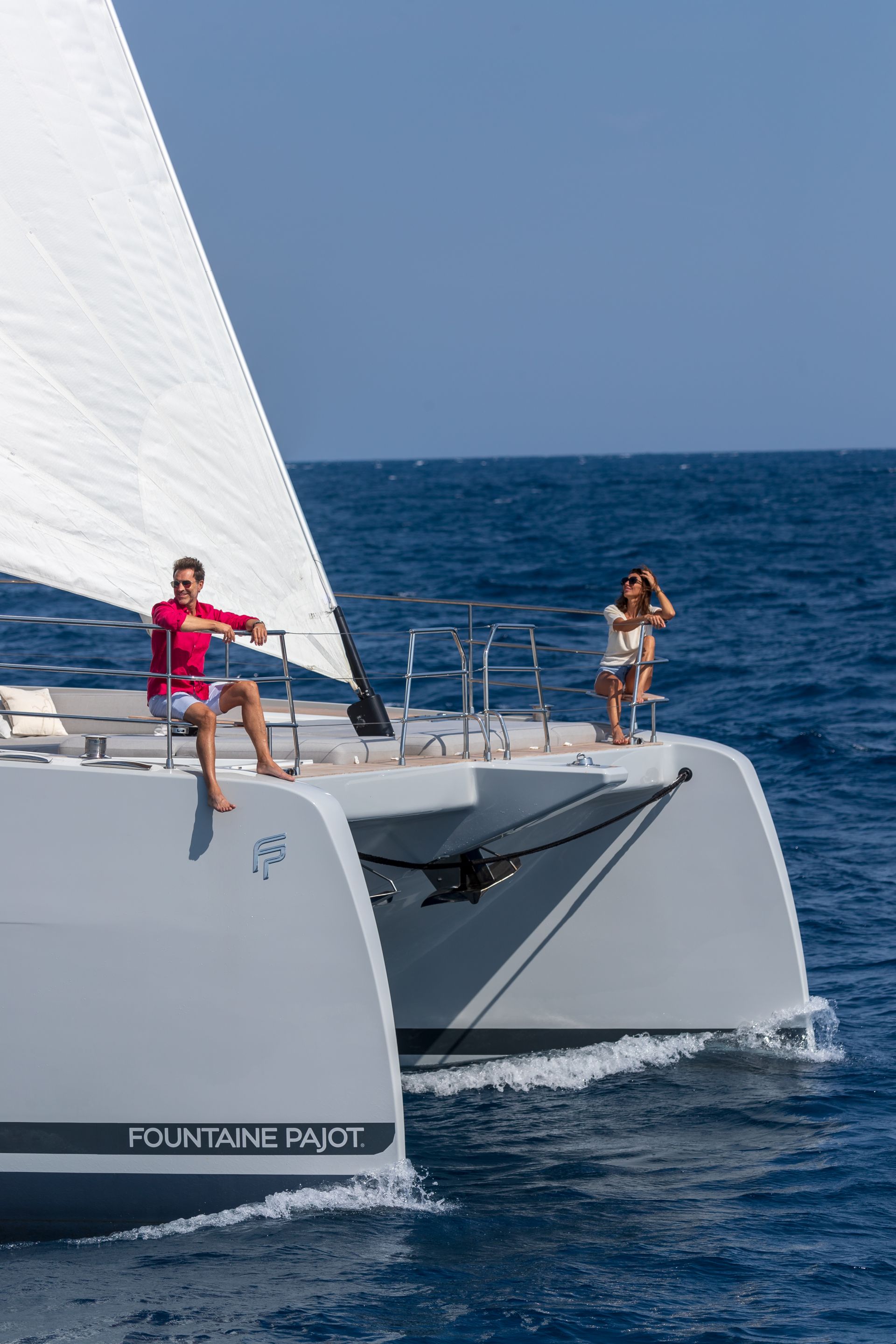 SERENISSIMA III Fountaine Pajot 80 - guests on the bow
