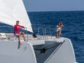 SERENISSIMA III Fountaine Pajot 80 - guests on the bow SERENISSIMA III Fountaine Pajot 80 - guests on the bow