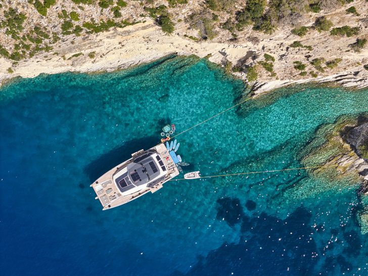 CHRISTAL MIO Fountaine Pajot 80 Aerial CHRISTAL MIO Fountaine Pajot 80 Aerial