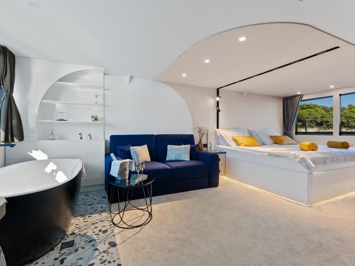 ALFA MARIO Custom 52m - master cabin wide shot ALFA MARIO Custom 52m - master cabin wide shot