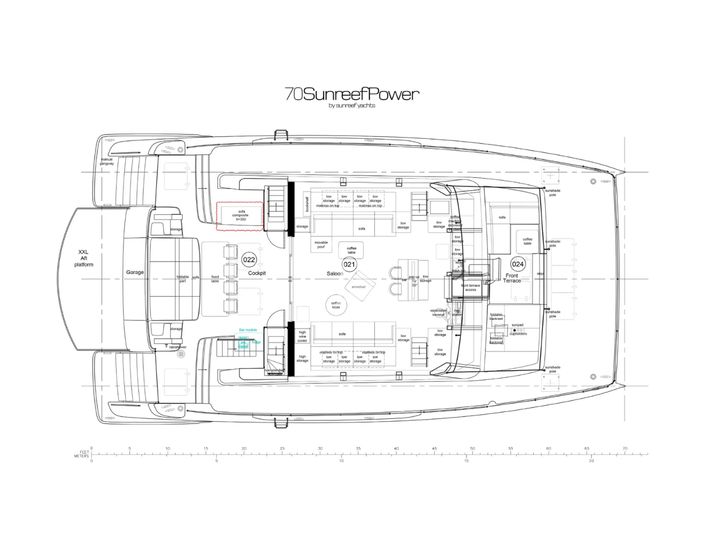GIGI Sunreef 70 Power - saloon layout GIGI Sunreef 70 Power - saloon layout