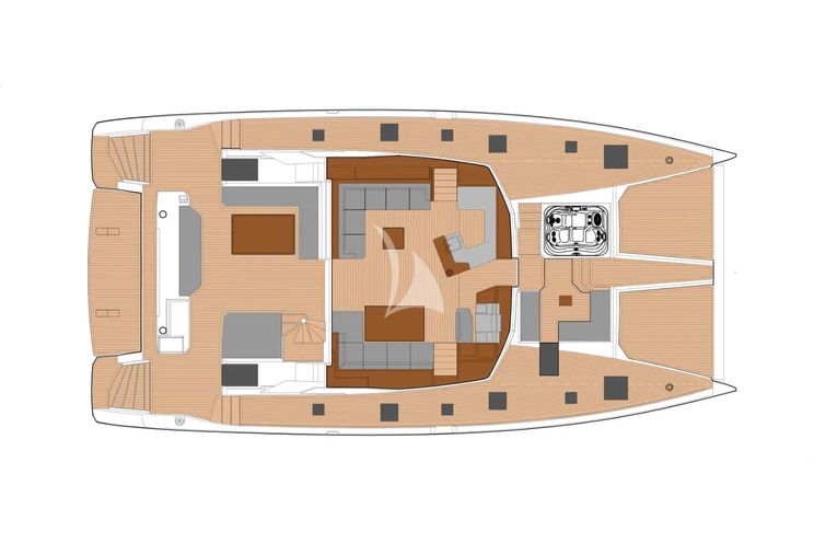 Layout for CORE Fountaine Pajot Power 67 - main deck layout
