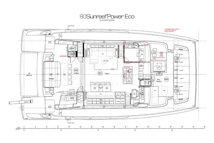 Layout for MATTEA Sunreef 80 Power - main deck layout