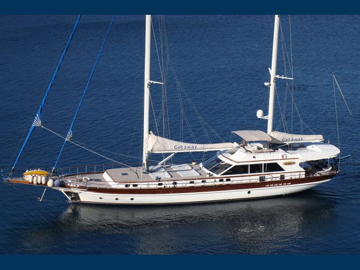 GETAWAY is one of the best sailing yachts available for charter in the Eastern Mediterranean and offers great value for money. She offers tremendous amount of exterior space as result of her wide beam,uncluttered forward deck and conveniently large flybr