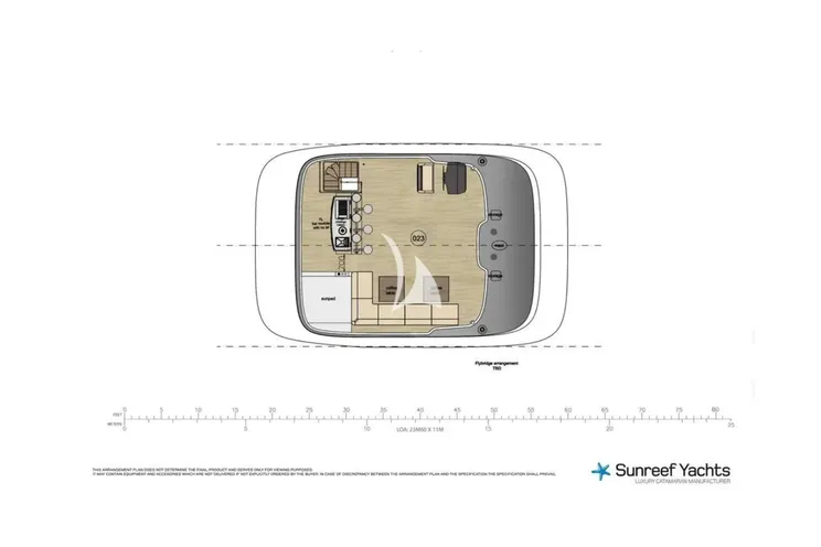 Layout for YOLO Sunreef 70 - flybridge layout