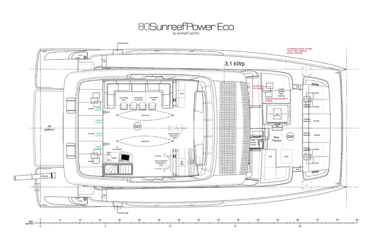 Layout for MATTEA Sunreef 80 Power - sun deck layout